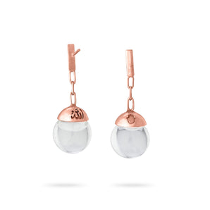 CHIC EARRINGS SHORT THICK CHAIN, WITH CUTE SMALL VIALS - ROSE GOLD - ZAMZAM JEWELS